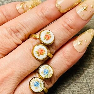 Floral Gold Tone Adjustable Rings -Each ring sells separately